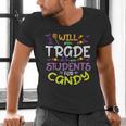 Halloween Teacher Will Trade Students For Candy Women Men Men's V-Neck T-Shirt, gift for family, gift for coworker