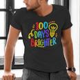 Happy 100th Day Of School 100 Days Brighter Girls Teacher Men's V-Neck T-Shirt, gift for family, gift for coworker Happy 100th Day Of School 100 Days Brighter Girls Teacher Men's V-Neck T-Shirt, gift for family, gift for coworker