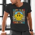 Happy To See Your Face Hippie Smile Back To School Teachers Men's V-Neck T-Shirt, gift for family, gift for coworker Happy To See Your Face Hippie Smile Back To School Teachers Men's V-Neck T-Shirt, gift for family, gift for coworker