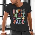 Happy To See Your Face Teacher Retro Back To School Men's V-Neck T-Shirt, gift for family, gift for coworker