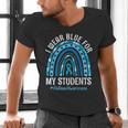 Happy Teacher I Wear Blue For My Students Autism Awareness Men's V-Neck T-Shirt, gift for family, gift for coworker