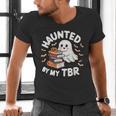 Haunted By My TBR Cute Ghost Book Reading Teacher Halloween Men's V-Neck T-Shirt, gift for family, gift for coworker