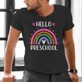 Hello Preschool Teacher Student Girls Rainbow Back To School Men's V-Neck T-Shirt, gift for family, gift for coworker Hello Preschool Teacher Student Girls Rainbow Back To School Men's V-Neck T-Shirt, gift for family, gift for coworker