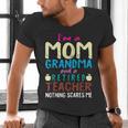 I'm Mom Grandma And A Retired Teacher Nothing Scares Me Men Women Men's V-Neck T-Shirt, gift for family, gift for coworker I'm Mom Grandma And A Retired Teacher Nothing Scares Me Men Women Men's V-Neck T-Shirt, gift for family, gift for coworker