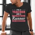 I'm A Teacher And A Marathon Runner Don't Underestimate Me Men Women Men's V-Neck T-Shirt, gift for family, gift for coworker I'm A Teacher And A Marathon Runner Don't Underestimate Me Men Women Men's V-Neck T-Shirt, gift for family, gift for coworker