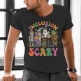 Inclusion Isnt Scary Halloween Skeleton Ghost Sped Teacher Men's V-Neck T-Shirt, gift for family, gift for coworker