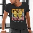 Interventionist Teacher Groovy Coquette Bow Back To School Men's V-Neck T-Shirt, Groovy Teacher Shirts, gift for family, gift for coworker Interventionist Teacher Groovy Coquette Bow Back To School Men's V-Neck T-Shirt, Groovy Teacher Shirts, gift for family, gift for coworker