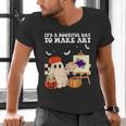 It's A Bootiful Day To Make Art Groovy Art Teacher Halloween Men's V-Neck T-Shirt, Groovy Teacher Shirts, gift for family, gift for coworker