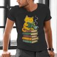Kawaii Cats Lover Coffee Books Teacher Librarian Cat Men's V-Neck T-Shirt, gift for family, gift for coworker