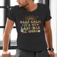 Keep Calm It's My Last Day At Work Groovy Teacher Retro Men's V-Neck T-Shirt, Groovy Teacher Shirts, gift for family, gift for coworker Keep Calm It's My Last Day At Work Groovy Teacher Retro Men's V-Neck T-Shirt, Groovy Teacher Shirts, gift for family, gift for coworker