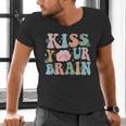 Kiss Your Brain Teacher Inspire Educate Groovy Retro Vintage Men's V-Neck T-Shirt, Groovy Teacher Shirts, gift for family, gift for coworker Kiss Your Brain Teacher Inspire Educate Groovy Retro Vintage Men's V-Neck T-Shirt, Groovy Teacher Shirts, gift for family, gift for coworker