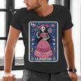 La Maestra Halloween Mexican Bingo Card Teacher Lottery Card Men's V-Neck T-Shirt, gift for family, gift for coworker La Maestra Halloween Mexican Bingo Card Teacher Lottery Card Men's V-Neck T-Shirt, gift for family, gift for coworker
