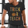 Leopard Trick Or Teach Halloween Teacher Costume Women Men's V-Neck T-Shirt, gift for family, gift for coworker Leopard Trick Or Teach Halloween Teacher Costume Women Men's V-Neck T-Shirt, gift for family, gift for coworker