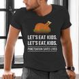 Let's Eat Kids Grammar For Thanksgiving Teacher Men's V-Neck T-Shirt, gift for family, gift for coworker