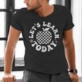 Let's Learn Today Checkered Apple Back To School Teacher Men's V-Neck T-Shirt, gift for family, gift for coworker