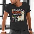 Llama Learning T Shirt Teachers Students Alpaca Lovers Men's V-Neck T-Shirt, gift for family, gift for coworker Llama Learning T Shirt Teachers Students Alpaca Lovers Men's V-Neck T-Shirt, gift for family, gift for coworker