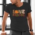Love Preschool Happy Fall Thanksgiving Women Teacher Men's V-Neck T-Shirt, gift for family, gift for coworker Love Preschool Happy Fall Thanksgiving Women Teacher Men's V-Neck T-Shirt, gift for family, gift for coworker
