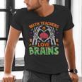 Math Teacher Love Brain Heart Skeleton Hand Zombie Halloween Men's V-Neck T-Shirt, gift for family, gift for coworker Math Teacher Love Brain Heart Skeleton Hand Zombie Halloween Men's V-Neck T-Shirt, gift for family, gift for coworker