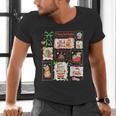 Merry And Bright Christmas Gingerbread Santa Book Teacher Men's V-Neck T-Shirt, gift for family, gift for coworker