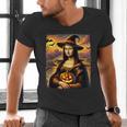 Mona Lisa Pumpkin Halloween Art Teacher Witchy Women Kids Men's V-Neck T-Shirt, gift for family, gift for coworker