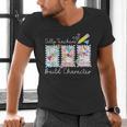 Preppy Silly Teacher Goose Build Character Back To School Men's V-Neck T-Shirt, gift for family, gift for coworker