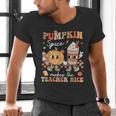 Pumpkin Spice Makes Teacher Nice Retro Fall Spooky Season Men's V-Neck T-Shirt, gift for family, gift for coworker