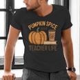 Pumpkin Spice And Teacher Life Halloween Teacher Men's V-Neck T-Shirt, gift for family, gift for coworker Pumpkin Spice And Teacher Life Halloween Teacher Men's V-Neck T-Shirt, gift for family, gift for coworker