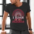 Rainbow Retro Homeschool Mom Teacher I Teach In My Pajamas Men's V-Neck T-Shirt, gift for family, gift for coworker Rainbow Retro Homeschool Mom Teacher I Teach In My Pajamas Men's V-Neck T-Shirt, gift for family, gift for coworker