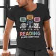 Reading Beats Everything Teacher Rock Paper Scissors Men's V-Neck T-Shirt, gift for family, gift for coworker Reading Beats Everything Teacher Rock Paper Scissors Men's V-Neck T-Shirt, gift for family, gift for coworker