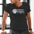 Reading Interventionist Specialist Teacher Phonemes Graphemes And Caffeine Reading Intervention -Adults Classic Fit Short Sleeve Men's V-Neck T-Shirt, gift for family, gift for coworker