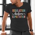 Regulation Before Expectation Cute ABA SPED Teacher Therapy Men's V-Neck T-Shirt, gift for family, gift for coworker Regulation Before Expectation Cute ABA SPED Teacher Therapy Men's V-Neck T-Shirt, gift for family, gift for coworker