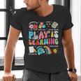 Retro Play Is Learning Kindergarten Teacher Team Women Men's V-Neck T-Shirt, gift for family, gift for coworker Retro Play Is Learning Kindergarten Teacher Team Women Men's V-Neck T-Shirt, gift for family, gift for coworker