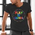 Retro Play Is Learning Teacher Back To School Men's V-Neck T-Shirt, gift for family, gift for coworker
