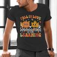 Retro Pumpkin Fall In Love With Learning Autumn Teacher Men's V-Neck T-Shirt, gift for family, gift for coworker Retro Pumpkin Fall In Love With Learning Autumn Teacher Men's V-Neck T-Shirt, gift for family, gift for coworker