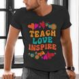 Retro Teach Love Inspire Back To School Teachers Men's V-Neck T-Shirt, gift for family, gift for coworker