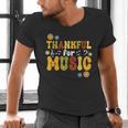 Retro Thankful For Music Floral Music Teacher Thanksgiving Men Women Men's V-Neck T-Shirt, gift for family, gift for coworker