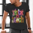 Retro Trick Or Teach Leopard Ghost Halloween Spooky Teacher Men's V-Neck T-Shirt, gift for family, gift for coworker Retro Trick Or Teach Leopard Ghost Halloween Spooky Teacher Men's V-Neck T-Shirt, gift for family, gift for coworker