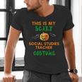 My Scary Social Studies Teacher Costume Halloween Men Women Men's V-Neck T-Shirt, gift for family, gift for coworker