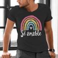 Sé Amable Spanish Bilingual Teacher Be Kind Boho Rainbow Men's V-Neck T-Shirt, gift for family, gift for coworker Sé Amable Spanish Bilingual Teacher Be Kind Boho Rainbow Men's V-Neck T-Shirt, gift for family, gift for coworker