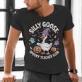 Silly Goose Spooky Teacher Club Halloween Witch Ghost Men's V-Neck T-Shirt, gift for family, gift for coworker