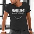 Smile Smiles Change The World Teacher T-Shirt Happy T-Shirt Men's V-Neck T-Shirt, gift for family, gift for coworker Smile Smiles Change The World Teacher T-Shirt Happy T-Shirt Men's V-Neck T-Shirt, gift for family, gift for coworker