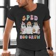SPED Boo Crew Halloween Floral Ghost Special Ed SPED Teacher For Men Women Kids Men's V-Neck T-Shirt, gift for family, gift for coworker