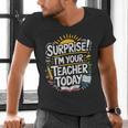 Surprise I'M Your Teacher Today Sub Substitute Teacher Men's V-Neck T-Shirt, gift for family, gift for coworker