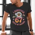 I Survived 67 Days Of School Groovy Retro Teachers Girls Men's V-Neck T-Shirt, gift for family, gift for coworker I Survived 67 Days Of School Groovy Retro Teachers Girls Men's V-Neck T-Shirt, gift for family, gift for coworker