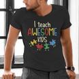 I Teach Awesome Kids Shirt Autism Special Education Teacher Men's V-Neck T-Shirt, gift for family, gift for coworker
