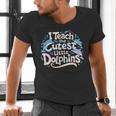 I Teach The Cutest Little Dolphins Cute Animal Teacher Men's V-Neck T-Shirt, gift for family, gift for coworker I Teach The Cutest Little Dolphins Cute Animal Teacher Men's V-Neck T-Shirt, gift for family, gift for coworker