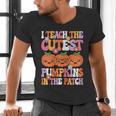 I Teach The Cutest Pumpkins Halloween Fall Teacher Women Men's V-Neck T-Shirt, gift for family, gift for coworker
