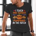 I Teach The Cutest Pumpkins In The Patch Halloween Teacher Men's V-Neck T-Shirt, gift for family, gift for coworker