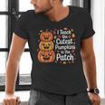 i Teach The Cutest Pumpkins In The Patch Teacher Halloween Men's V-Neck T-Shirt, gift for family, gift for coworker