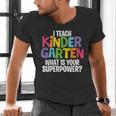 I Teach Kindergarten What Is Your Superpower Teacher Men's V-Neck T-Shirt, gift for family, gift for coworker I Teach Kindergarten What Is Your Superpower Teacher Men's V-Neck T-Shirt, gift for family, gift for coworker